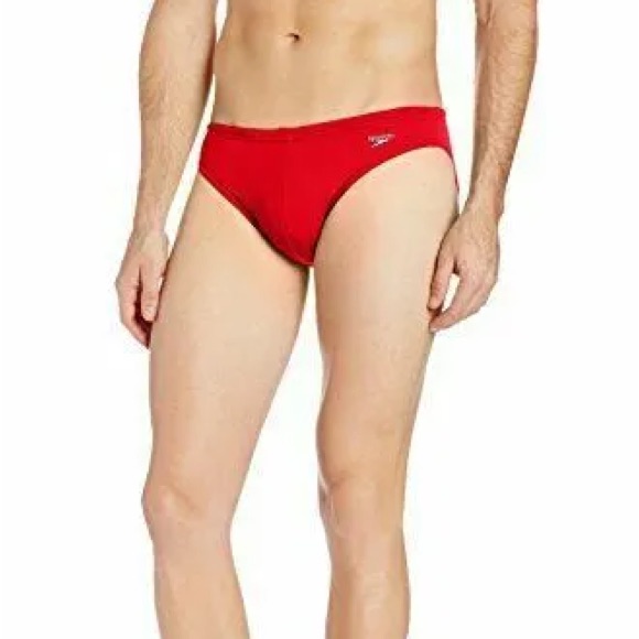 Speedo Mens Swimsuit Brief Powerflex Eco Solar Brief Red Size 30 Nwt